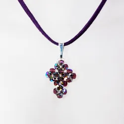 Pendant 45cm - Theophanie-Purple Suedine - Pendant 45cm - Laiton argenté